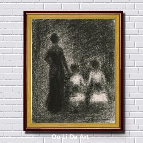 Impression figures black mother and child landscape canvas printings oil painting printed on canvas wall art decoration pictures