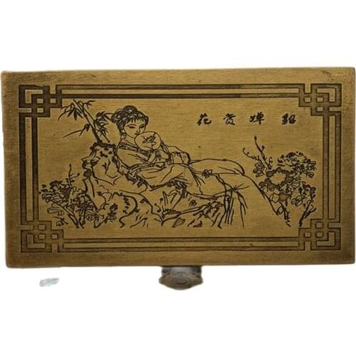 Chinese Old Copper Collection Pure Copper Diao Chan Jewelry Box