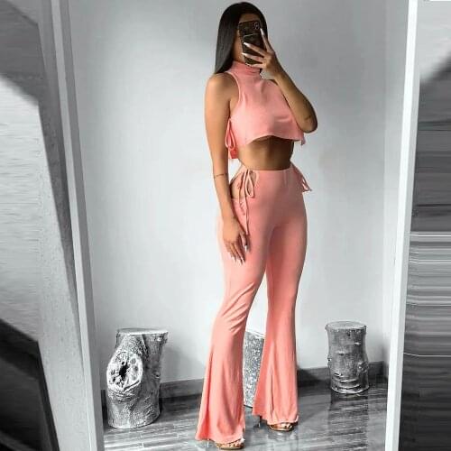 Summer Fashion Short Sleeve Tank Tops Tassel Pants Two Piece Set See Through Mesh High Waist Women Outfits New Arrivals