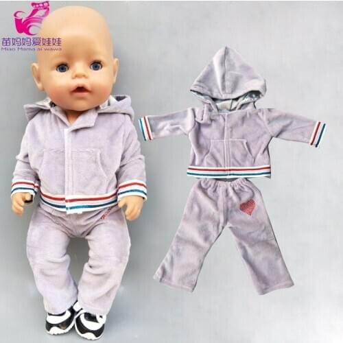 Doll clothes set 43cm Bebe Doll Boyhooded sweater 18 Inch Girl Doll casual Outfits