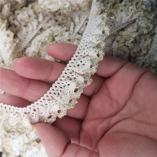 3 yards/lot Elastic Inlaid Gold Line Hollow Lace Ribbon for DIY Toy Doll Clothing Dress Trim Accessories