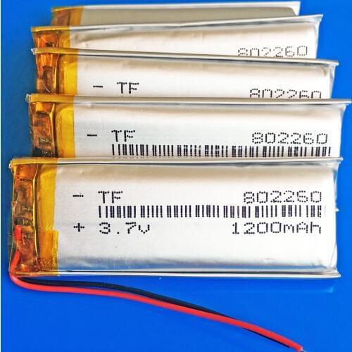 5 pcs 3.7V 1200mAh lipo polymer lithium Rechargeable battery 802260 for MP3 GPS navigator DVD Recorder headset e-book camera