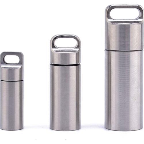Mini Stainless Steel EDC Sealed Capsule Bottle Multifunctional Pendant Survival Waterproof Tank Protable Container Case