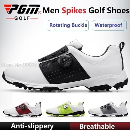 2020 Golf Shoes Men Waterproof Breathable Golf Shoes Rotating Knobs Buckle Slip Resistant Sports Sneakers Outdoor Golf Trainers