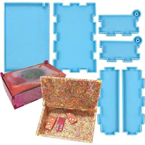 Box Resin Mold with Lid, Silicone Large Dominoes Storage Box Resin Mold Set for Epoxy Casting Detachable Jewelry Storage Case