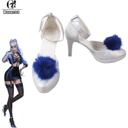 ROLECOS LOL Evelynn Cosplay Shoes Game LOL KDA All Out Evelynn Cosplay Shoes New KDA Women White Boots Shoes Uniform High Heels