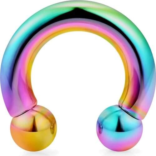 PA Ring-Internally Threaded Rainbow Circular Barbells Horseshoe 00G-0G-2G-4G-6G-8G-10G-12G 12mm/16mm/19mm 316L