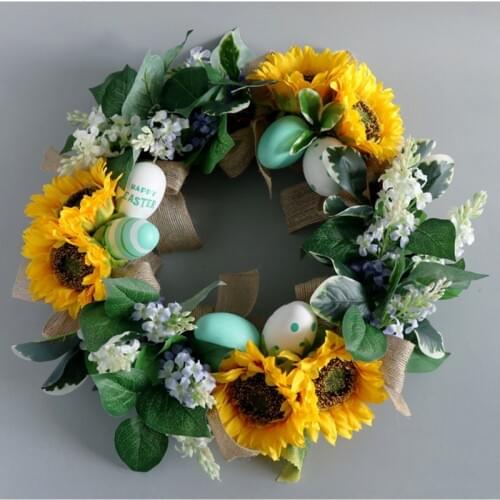 Easter Decorations Artificial Eggs Sunflower Wreath Hanging Garland Wall Door Ornaments Wedding Party Decor