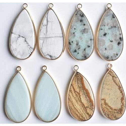 Natural stone Drop Pendant for jewelry making DIY Earrings Necklace Bracelet accessories wholesale 8pcs/lot free shipping
