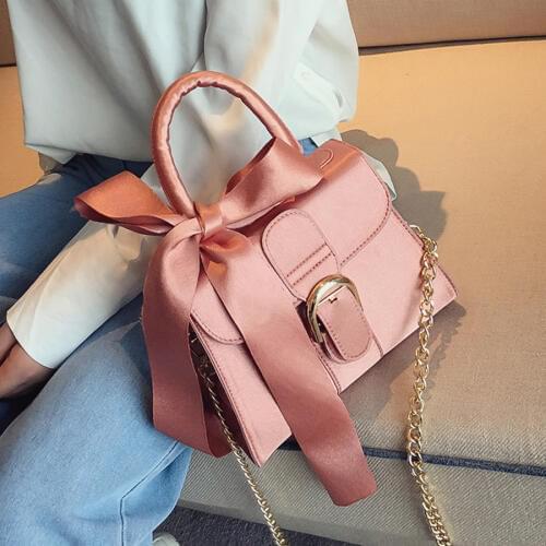 New Luxury Velour Bags For Women 2019 Fashion European And American Style Ladies Handbag Bow Vintage Shoulder Bags