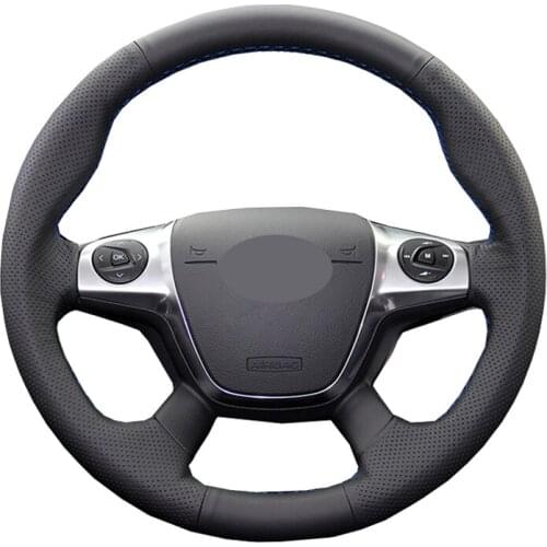 Hand Sewing Car Steering Wheel Cover Wrap Leather Suede For Ford Focus 3 2011-2014 C-Max (Grand C-Max) 10-15 Kuga Escape 12-2016