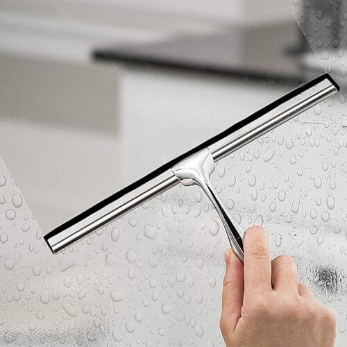 Stainless Steel Shower Squeegee Window Glass Kitchen Car Glass Bathroom Cleaning Tool Glass Wiper Scraper with Holder Hook