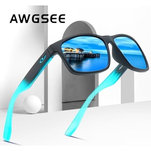 AWGSEE Square Polarized Sunglasses Mens Outdoor Sports Fishing Sunglass for Men Women Driving Shades Oculos