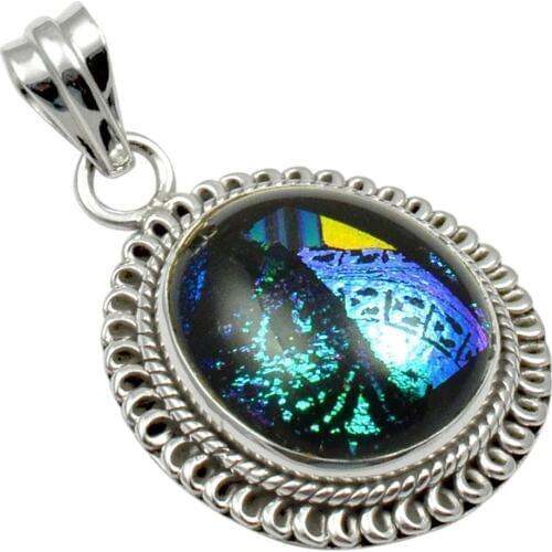 Lovegem Genuine Dichroic Glass 925 Sterling Silver , 38.8 mm, AP4362