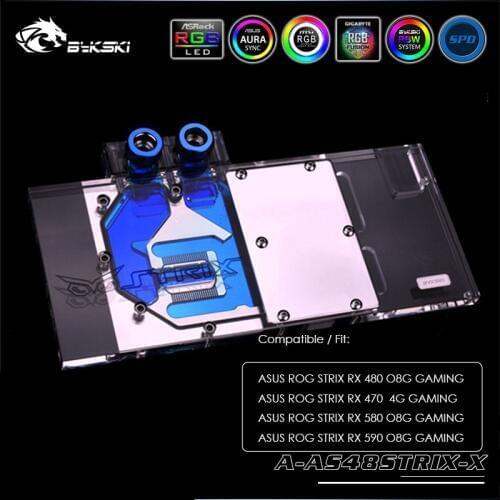 Bykski GPU Water Block For ASUS ROG Strix RX 480 O8G GAMING/470 4G GAMING ,ASUS ROG Strix RX 580/590 O8G,GAMING ,A-AS48STRIX-X