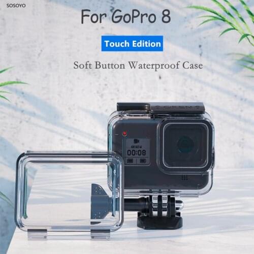 Soft Button Waterproof Case 60m Underwater Diving Protective Shell HD Touchscreen Back Cover For GoPro Hero 8 Camera Accessories
