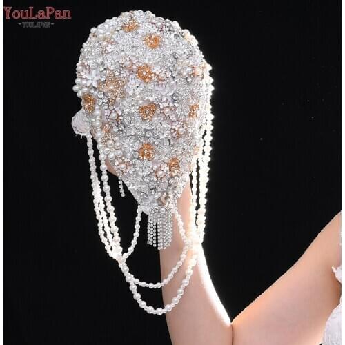 YouLaPan SF9 Luxury wedding bouquet for bride brides Alloy Flower Corsage Box Bridal Bouquet Rhinstones Wedding Bridal Bouquet