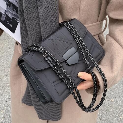 Female Small Luxury Brand Handbags for Women Black Ladies Shoulder Bag 2021 Winter Fashion Chain Trend Hand Bag Crossbody
