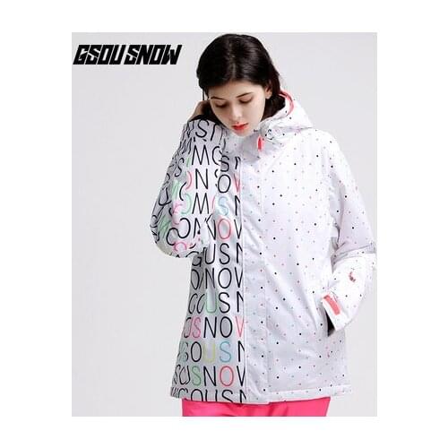 GSOU SNOW Women Ski Jacket Snowboard Jacket Windproof Waterproof Thermal Dot Letter Style Clothing Outdoor Sport Wear Jacket New