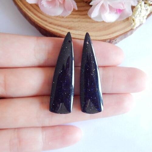 Semiprecious stones ,wholesale gemstone beads.Blue Sand Sun Sitara fashion woman Earrings,jewelry accessories 41x11x5mm,7.2g