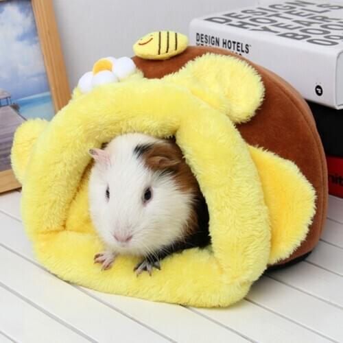 Winter Plush Soft Guinea Pig House Bed Cage for Hamster Mini Animal Mice Rat Nest Bed Hamster House Small Pet Products