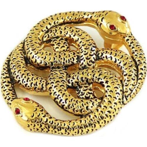 Gold Double Head Snake with Red Eyes Pendant Stainless Steel Jewelry Animal Motor Biker Men Pendant Wholesale SWP0359G