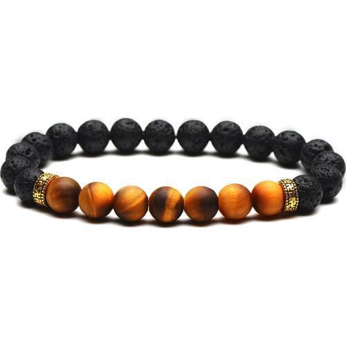Golden Tiger Eye Volcanic Stone Bracelet Man Fashion Women Gift For Bracelets