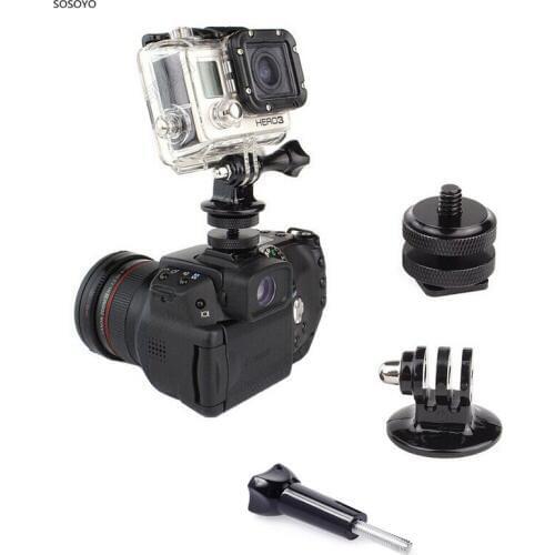 1/4 " Hot shoe Holder Tripod Monopod Mount Adapter with Screw Adapters Set For GoPro Hero 3 3+ 4 5 6 7 Sports Camera Accessories