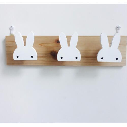1PC Nordic Europe Wind Rabbit Hook Wood Clothes Hooks On Wall Decorate Kids Children Room ECO Friendly Hanger Hooks MH 010