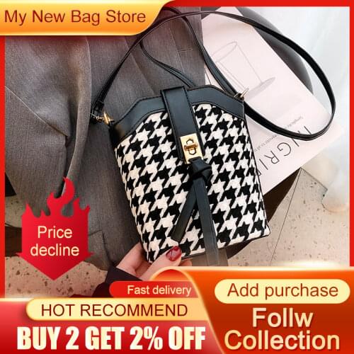 2021 Fashion Women Shoulder Crossbody Bag Woolen Splicing Autumn Winter Vintage PU Leather Female Casual Messenger Bags