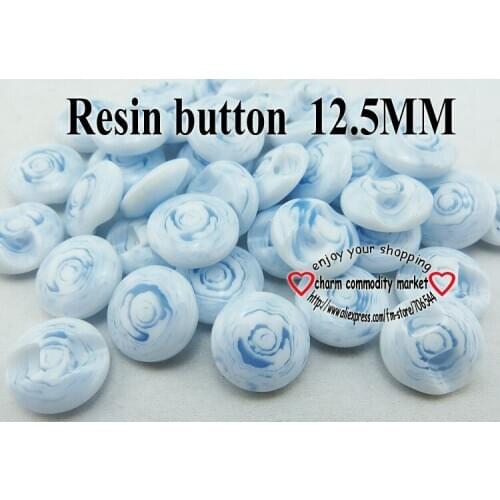 50PCS 12.5MM round stripes blue Dyed RESIN buttons coat boots sewing clothes accessories R-182