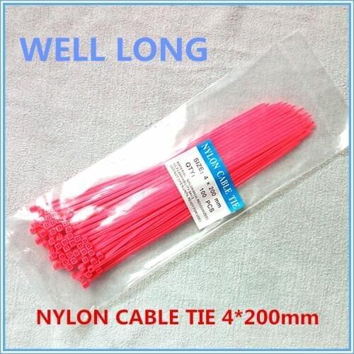 500pcs/lot 4*200mm 7# Self-Locking Nylon Wire Cable Zip Ties, Cable Ties