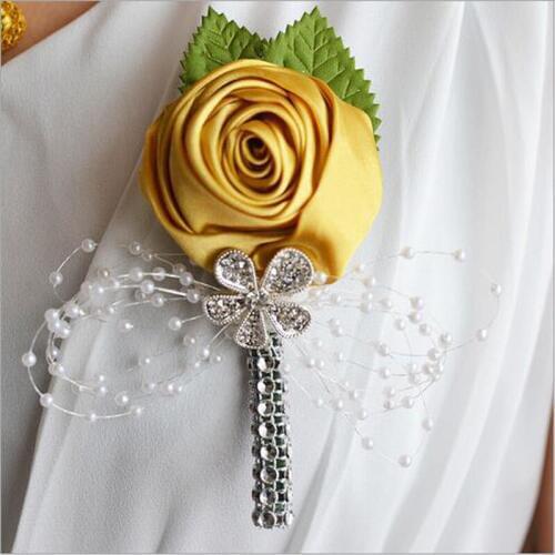 7Colors Best Corsage Flowers For Groom Groomsman Silk Rose Flower Wedding Suit Boutonnieres Accessories Pin Brooch Decoration