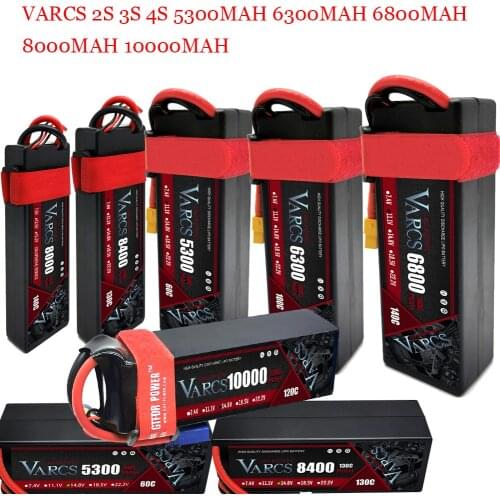 VARCS Lipo Battery 2S 3S 4S 7.4V 7.6V 11.1V 14.8V 5300mAh 6300mAh 6800mAh 8000mAh 8400mAh f10000mAh or RC 1/8Buggy Arrma 8S Car