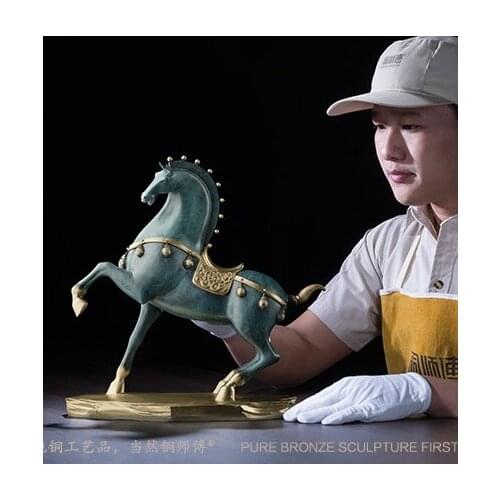 LARGE # UNIQUE TOP BUSINESS ART HORSE STATUE # HOME OFFICE AUSPICIOUS EFFICACIOUS TALISMAN # COLOR BRASS HORSE STATUE
