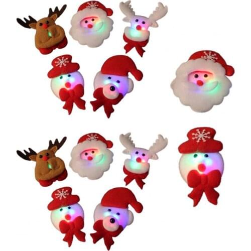 50%HOT12Pcs LED Brooch Pins Nice-looking Decorative Lightweight Lighting Christmas Colorful Glitter Brooch Santa Pins for Party