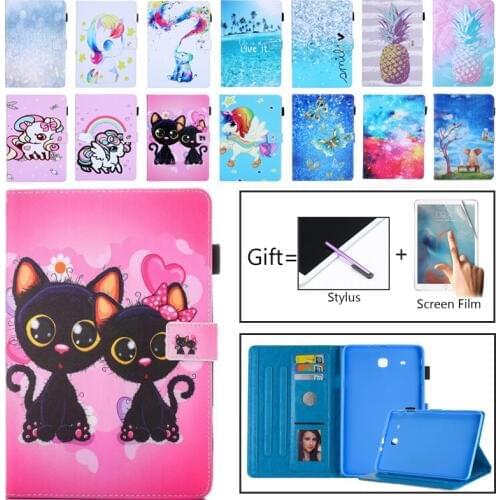 Cat Owl Painted Case For Samsung Galaxy Tab E 9.6 T560 T561 PU Leather Stand Protector Tablet Cover for Tab E 9.6 SM-T560 Case