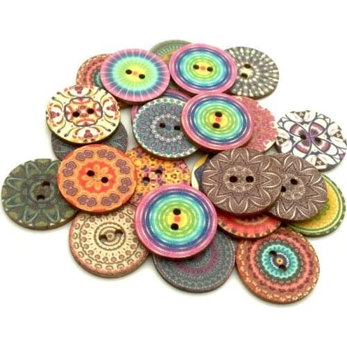 Three Sizes Mixed Retro Series Wood Buttons For Handwork Sewing Scrapbook Clothing Crafts Accessories DIY Gift Card Decor SC077