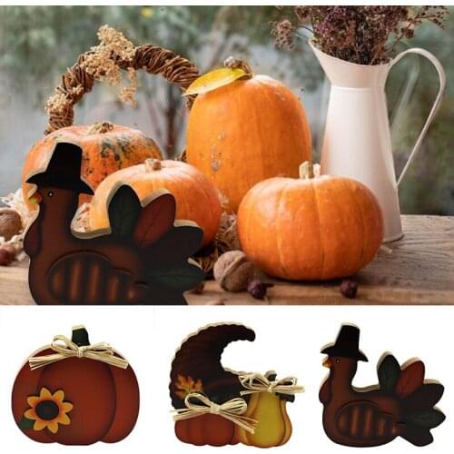 Thanksgiving Wooden Decorations Harvest Festival Pumpkin Turkey Party Scene Decoration Home Decoration Crafts xqmg Figurines New