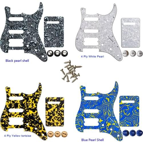 Pleroo Parts - For FD US 72' 11 Screw Hole Standard Strat Player Humbucker Hss Guitar Pickguard & Back Plate & Control Knob