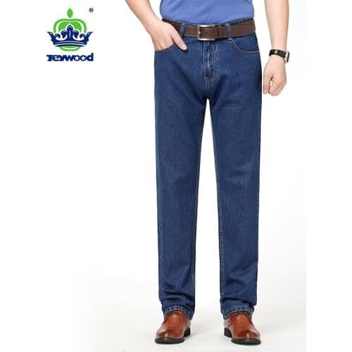 Brand Mens Jeans 100% Cotton Fashion Spring Summer Business Trousers Classic Style Brand Denim Pants Male Large size 38 40 42