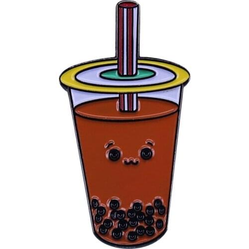 Boba Taro Milk Tea Enamel Pin cute cartoon drink brooch