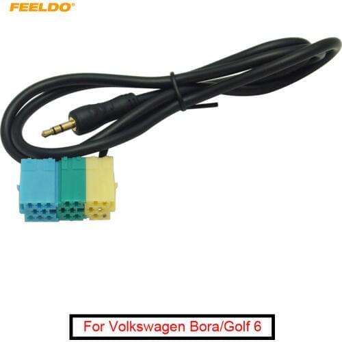 FEELDO 5Pcs Car Audio Radio 3.5mm AUX-IN Adapter Cable For Volkswagen Bora Golf 6 Video Convert Cable Plug #FD5671