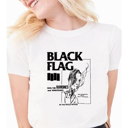 Black Flag Punk Rock Band Henry Rollins T Shirts Summer Casual Womens T-shirt Short Sleeve Female Tops Tees