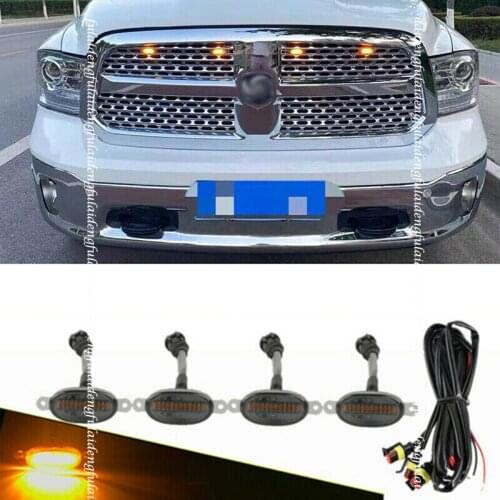 For Ram 1500 2010-2020 LED Car Front bumper Grille LED Amber Light Raptor Style Light Kit Decor W/ Wire Speed