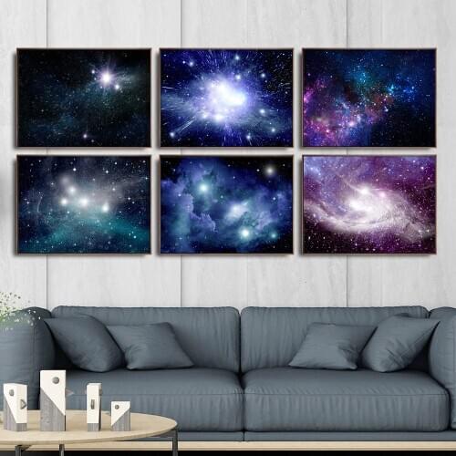 Space Nebula Universe Clouds Galaxy Wall Pictures for Living Room Modern Decoration Maison Star Night Canvas Painting Out Space