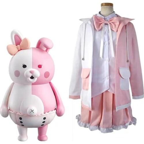 Anime Danganronpa 2 Goodbye Despair Cosplay Costumes Monomi Uniform School Uniform Hooded Jacket Girl Skirt Set Unisex