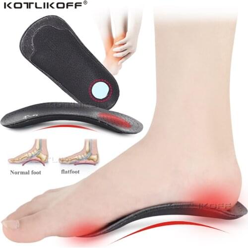 KOTLIKOFF Leather Orthotic Insole For Flat Feet Arch Support Pads O/X Leg Corrected Insoles Heel Pain Shoe Sole Insert 1 Pairs