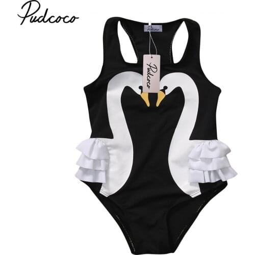 Hot Sale 2-7Years Toddler Baby Kids Girls Tutu Swimsuit Swan Swimwear Ruffle Bikini Skirt Bathing Suit Beachwear