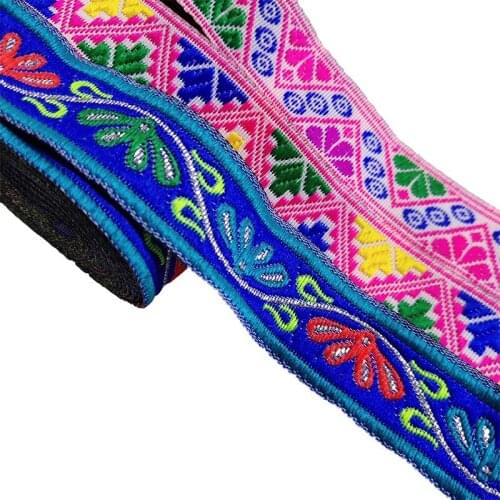 7M/roll Woven Jacquard Ribbon Width 2cm Trims Geometric Totem Pattern for Curtain and Clothing Accessory Fabric Sewing Designer
